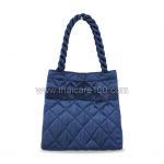 Naraya Blue Quilted Satin Satchel Bag with Bowknot