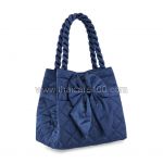 Naraya Blue Quilted Satin Satchel Bag with Bowknot